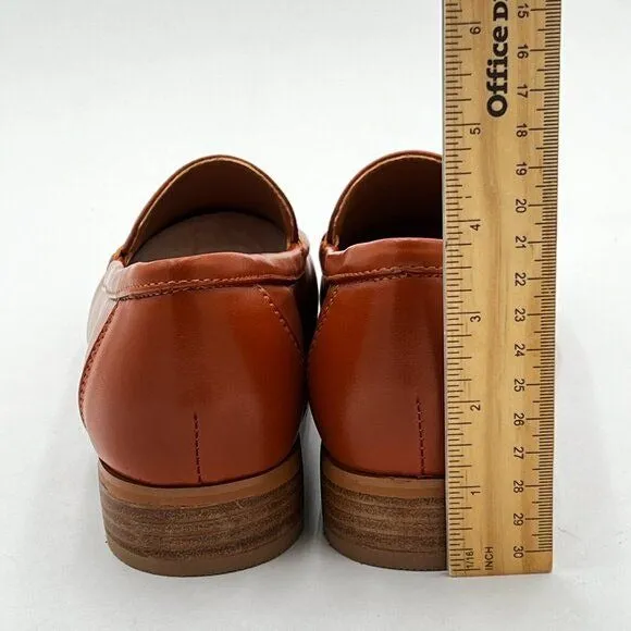 FOWT Coffe Wide Width Loafer Shoes Slip On High Block Stripped Heel Flats Poin