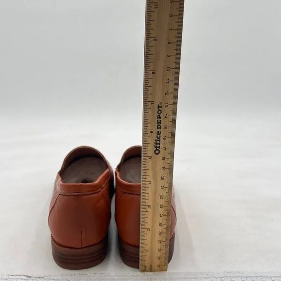 FOWT Coffe Wide Width Loafer Shoes Slip On High Block Stripped Heel Shoes