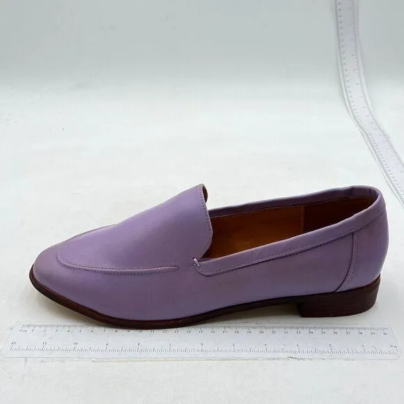 FOWT Purple Wide Width Shoes Slip On Block Stripped Heel Pointed Toe Loafer