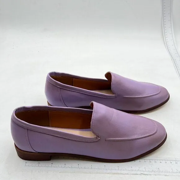 FOWT Purple Wide Width Shoes Slip On Block Stripped Heel Pointed Toe Loafer