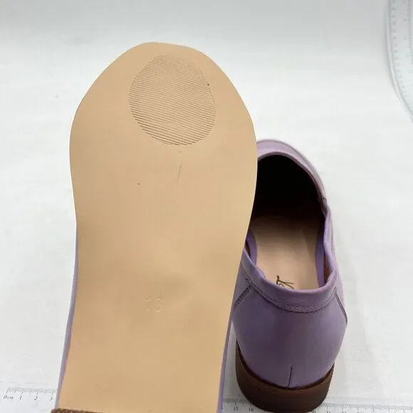 FOWT Purple Wide Width Shoes Slip On Block Stripped Heel Pointed Toe Loafer