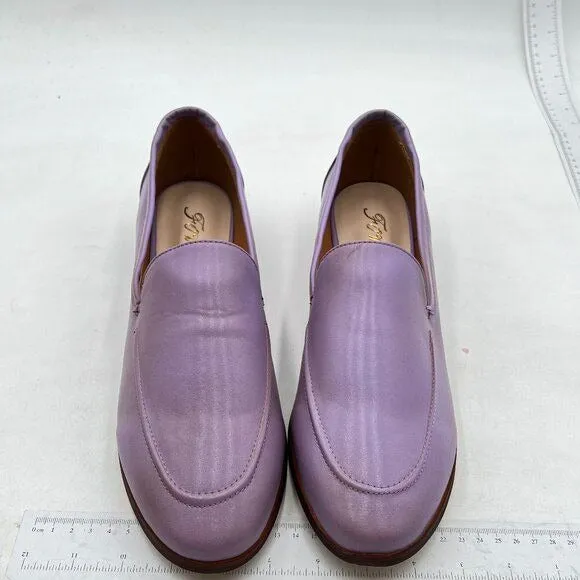 FOWT Purple Wide Width Shoes Slip On Block Stripped Heel Pointed Toe Loafer