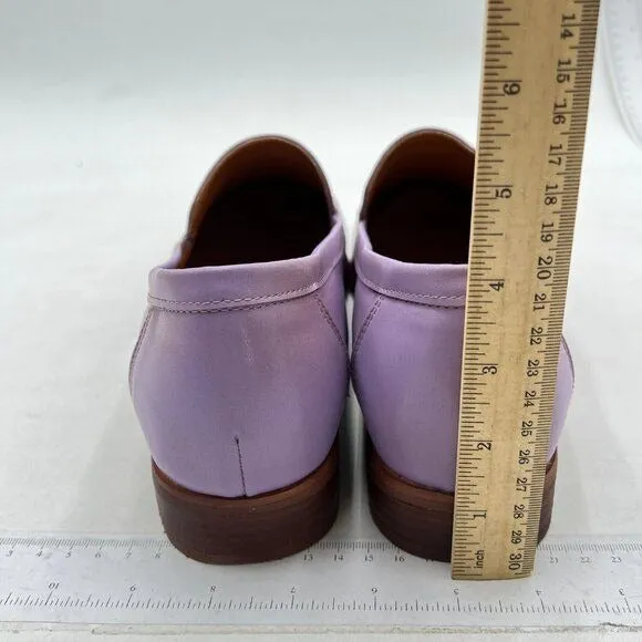 FOWT Purple Wide Width Shoes Slip On Block Stripped Heel Pointed Toe Loafer