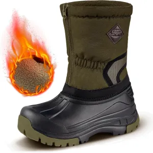 FREE SOLDIER Snow Boots for Kids Waterproof with Zipper Winter Warm Non Slip Cold Weather Outdoor Boys Girls Snow Boots
