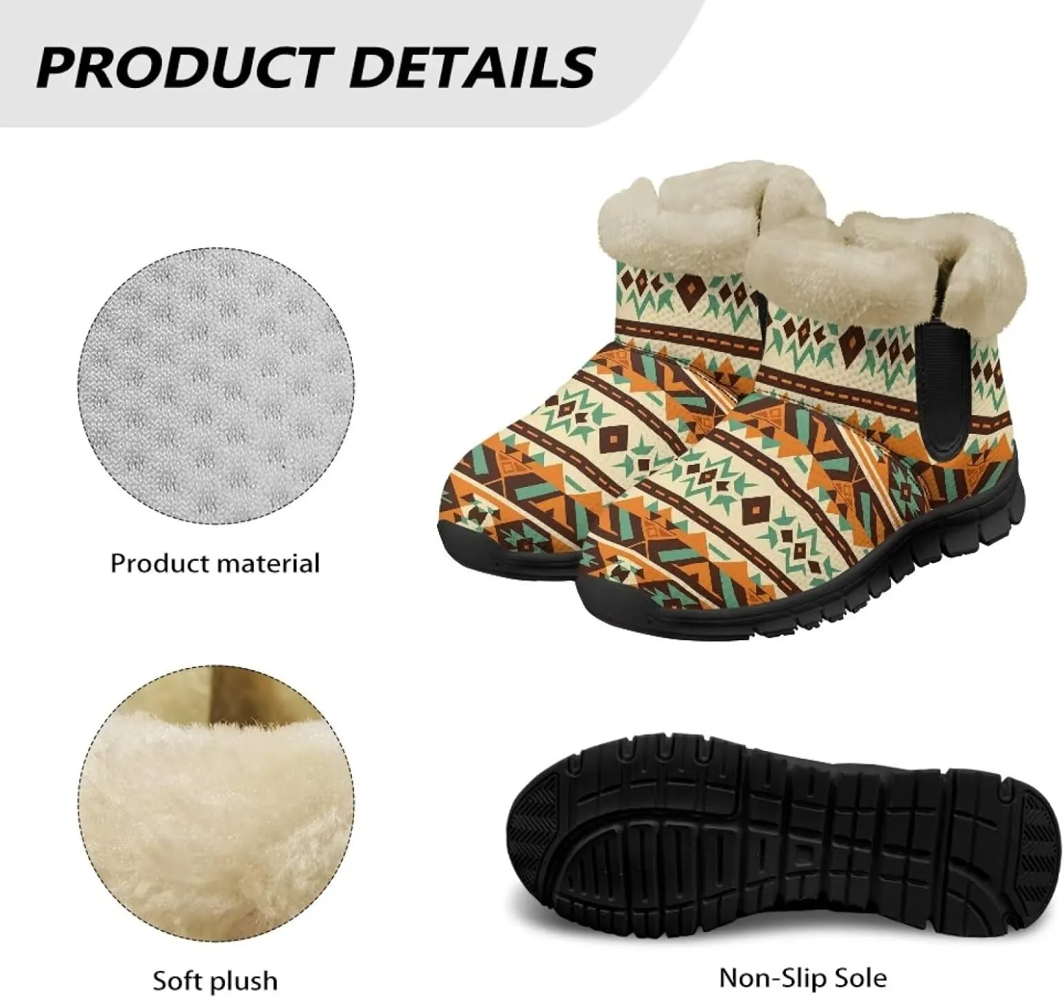 Fuzzy Boots for Women Winter Insulated Comfortable Booties with Warm Fur Lined Water Resistant Anti-Slip Ankle Boot for Outdoor Walking