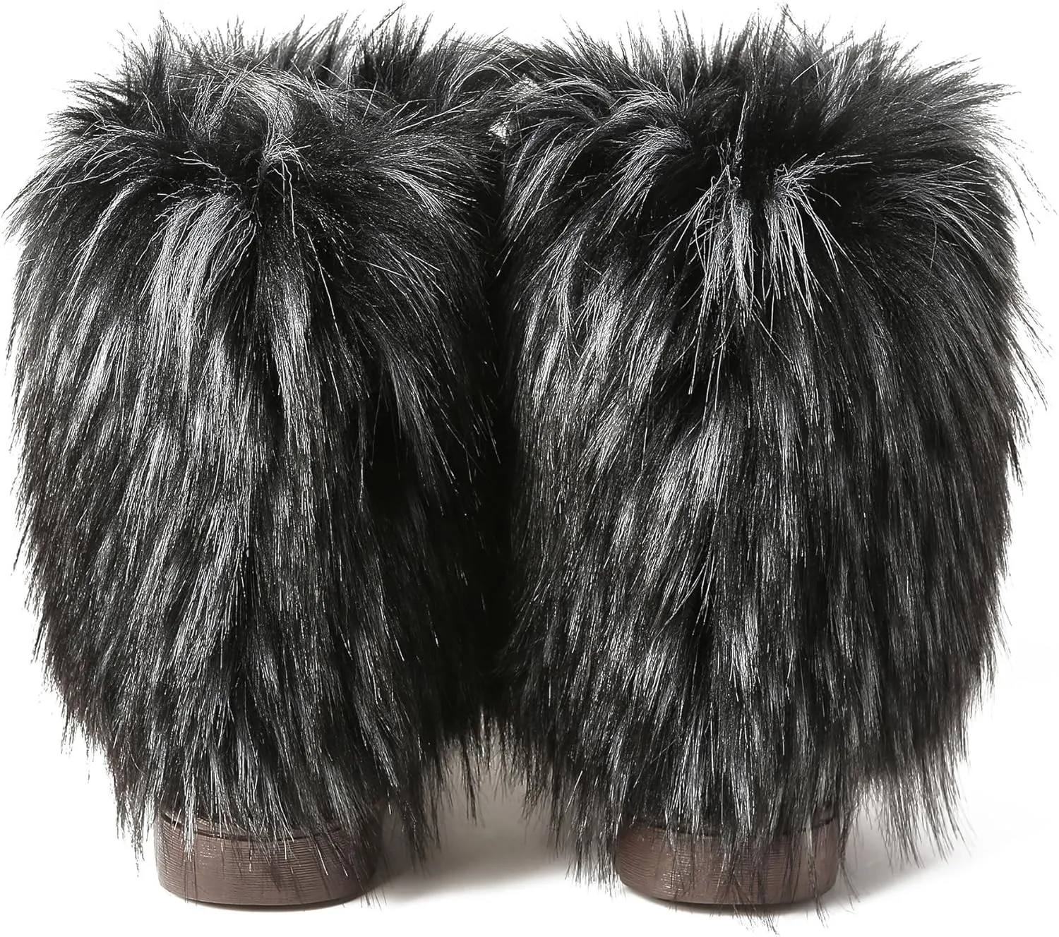 Fuzzy Fluffy Boots for Women Classic Warm Suede Slip On Mid-calf Snow Boot Comfortable Natural Fur Winter Flat Shoes Girl Outdoor Indoor