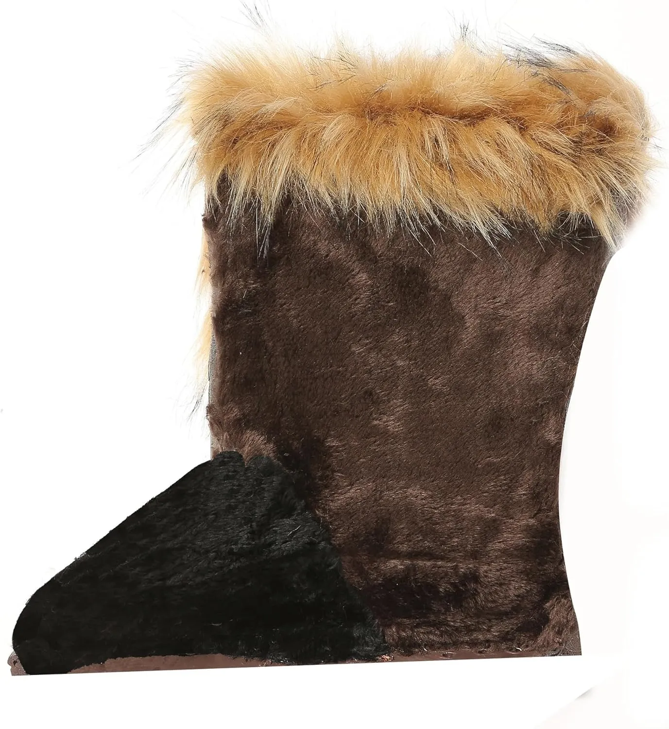 Fuzzy Fluffy Boots for Women Classic Warm Suede Slip On Mid-calf Snow Boot Comfortable Natural Fur Winter Flat Shoes Girl Outdoor Indoor