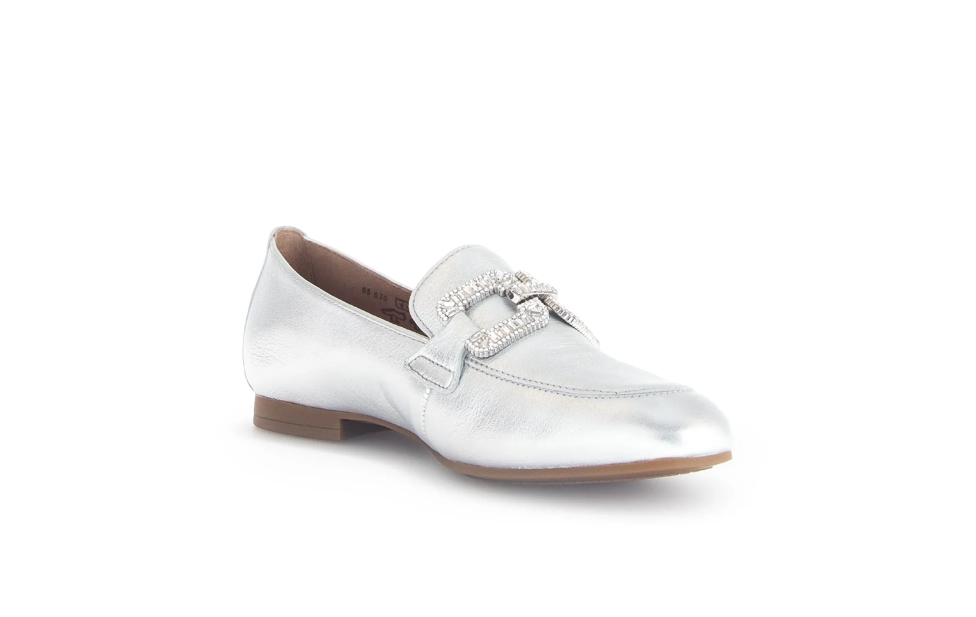 GABOR - 65.210.61 FLAT LOAFER (JEWEL CHAIN) - SILVER LEATHER