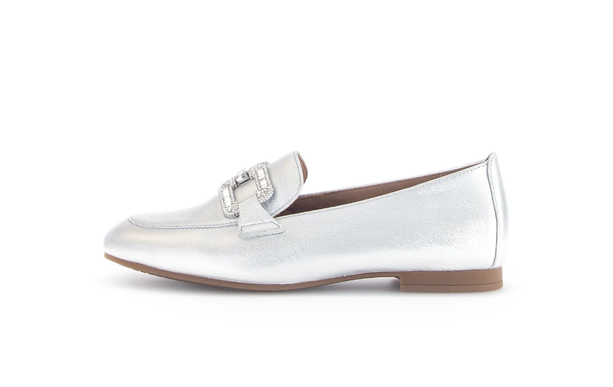 GABOR - 65.210.61 FLAT LOAFER (JEWEL CHAIN) - SILVER LEATHER