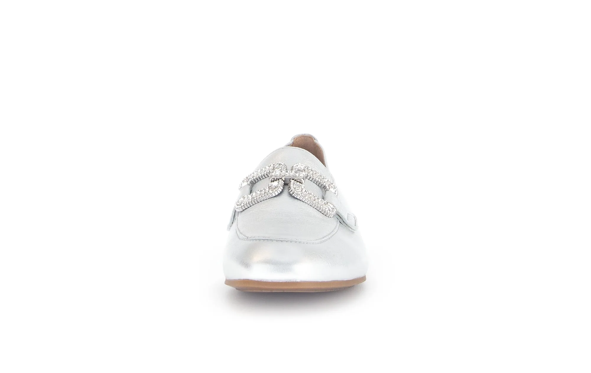GABOR - 65.210.61 FLAT LOAFER (JEWEL CHAIN) - SILVER LEATHER