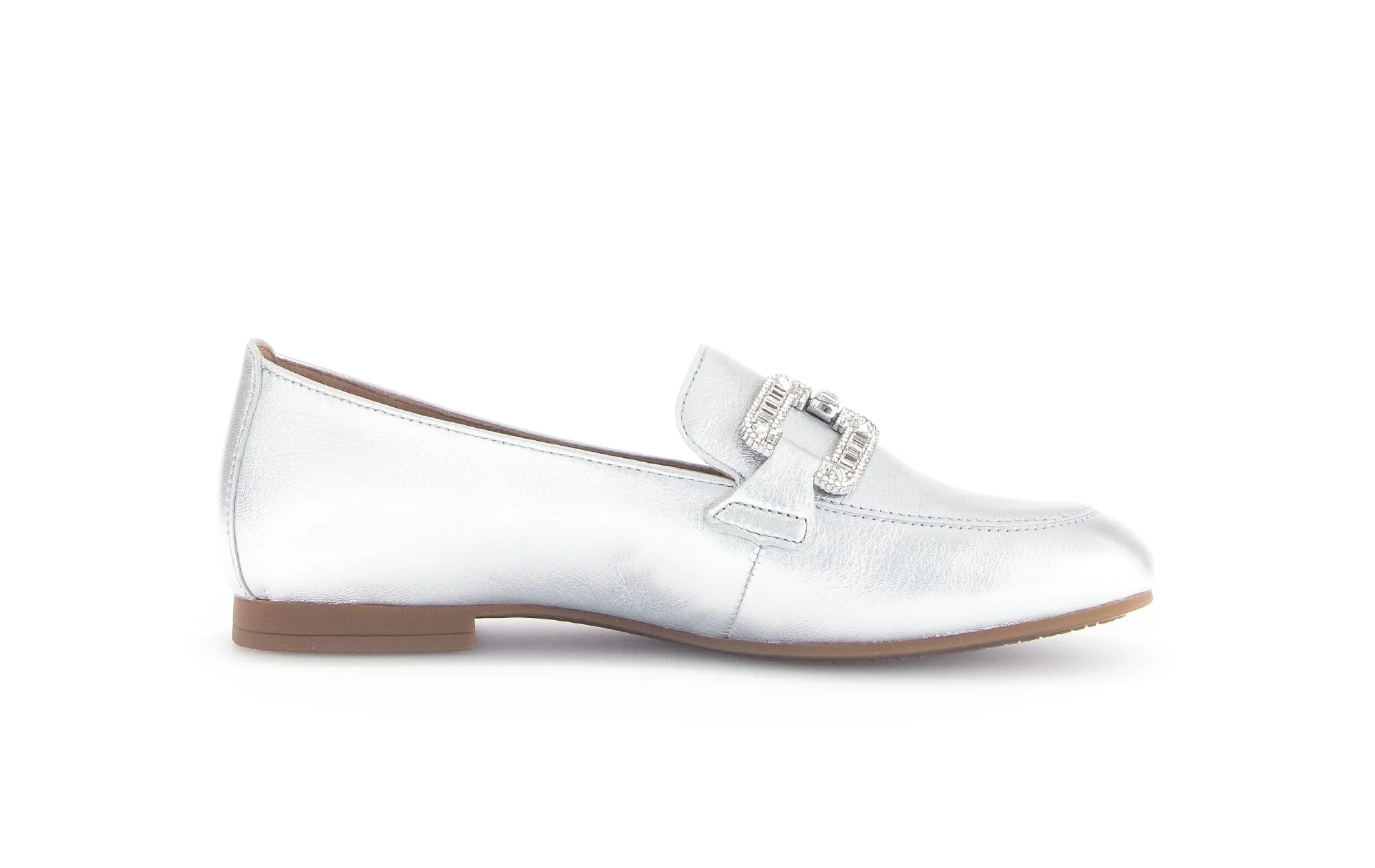 GABOR - 65.210.61 FLAT LOAFER (JEWEL CHAIN) - SILVER LEATHER
