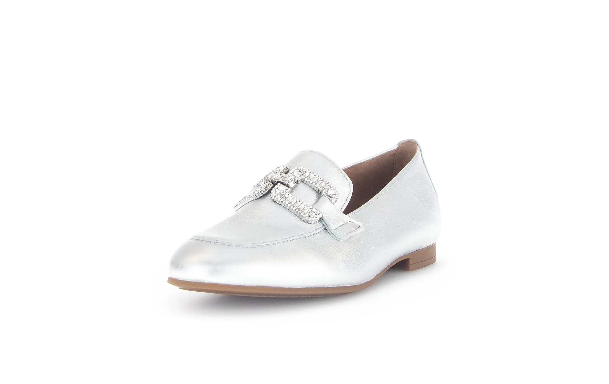 GABOR - 65.210.61 FLAT LOAFER (JEWEL CHAIN) - SILVER LEATHER