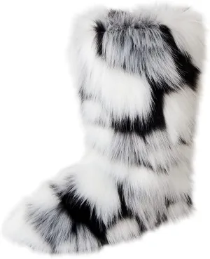 Gegefur Women's Faux fur Boot Furry Fluffy Short Snow Boot Mid-Calf Boots Warm Comfortable Outdoor Flat Shoes