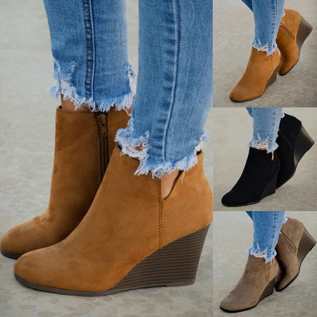 Gibobby Ankle Boot for Women Low Heel Womens Cowboy Boots Pointed Toe Faux Stacked Chunky Heels V Cut Zipper Booties