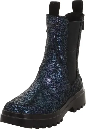 Girl's Modern Snow Boot, Black Blue 0030, 6 UK Wide