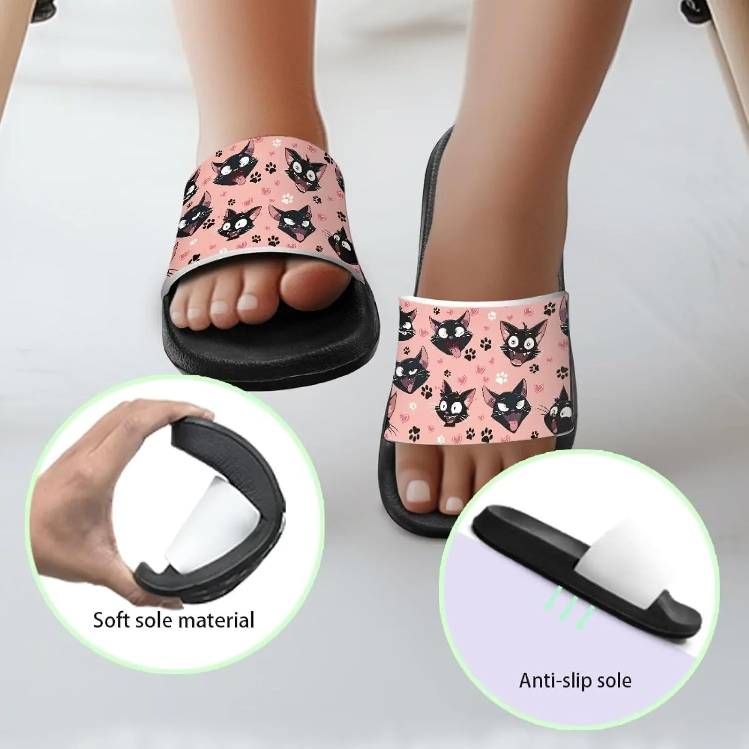 Girls Slides Sandals Anti Slip Shower Pool Sandal Ultra Comfy Open Toe Slippers for Indoor Outdoor Little Kid/Big Kid