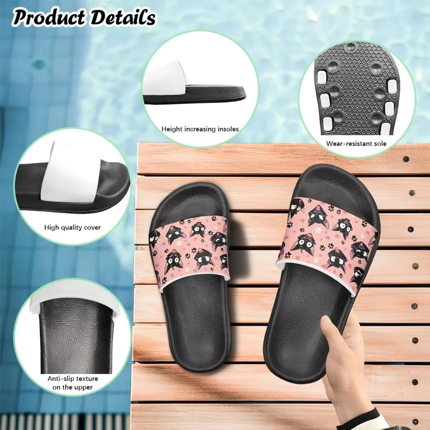 Girls Slides Sandals Anti Slip Shower Pool Sandal Ultra Comfy Open Toe Slippers for Indoor Outdoor Little Kid/Big Kid