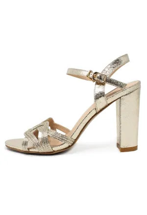 gold block heel sandal