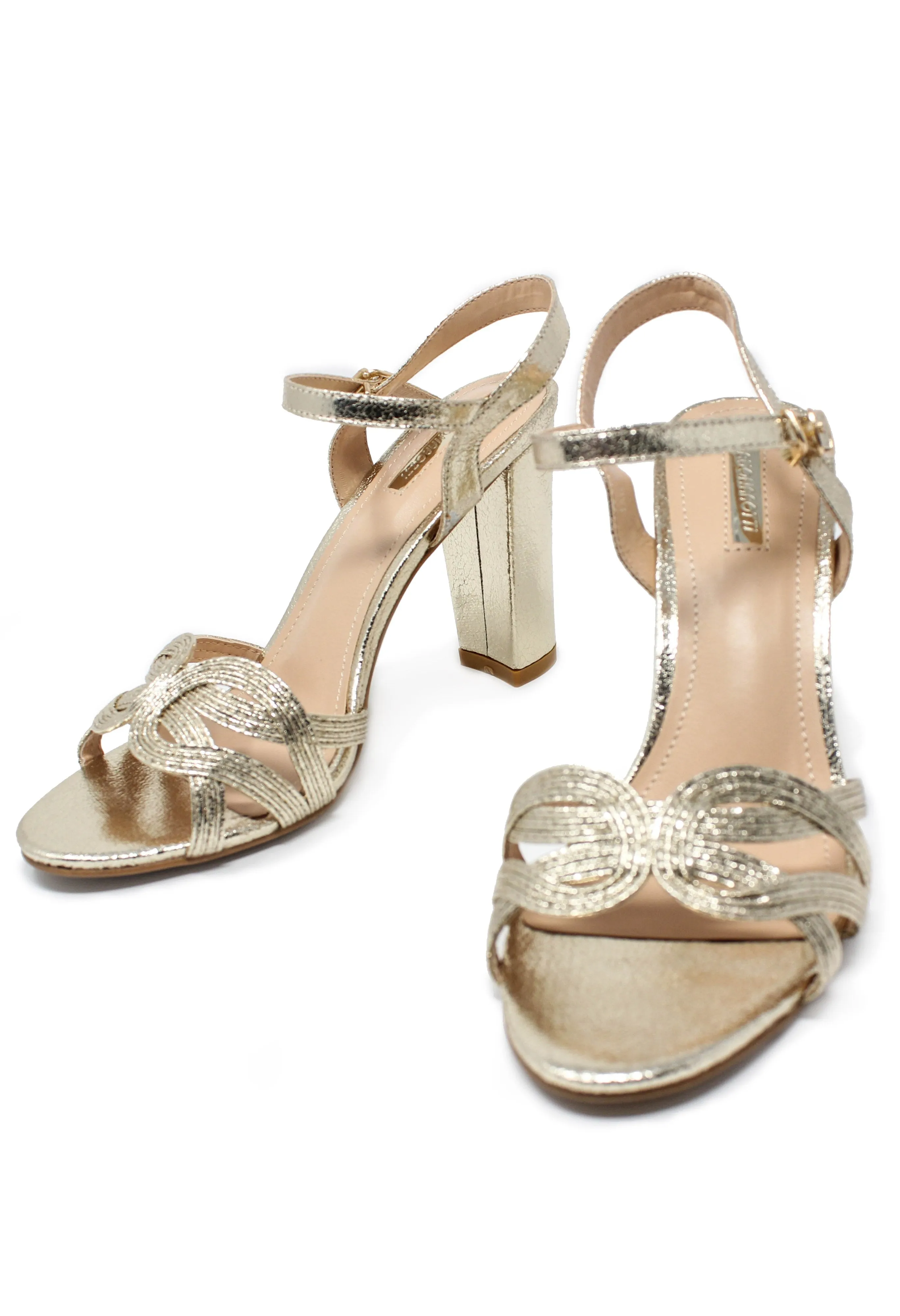 gold block heel sandal