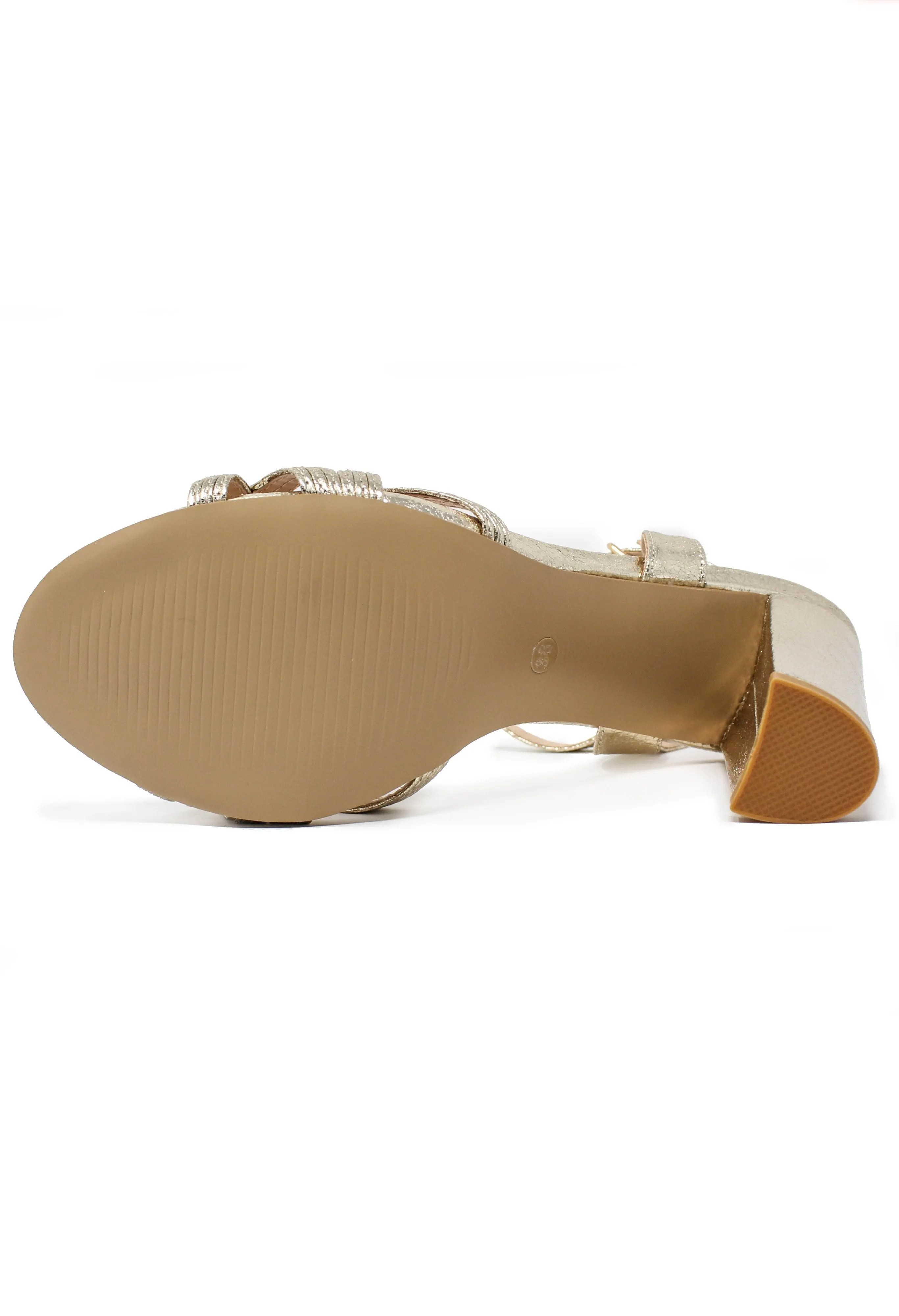gold block heel sandal