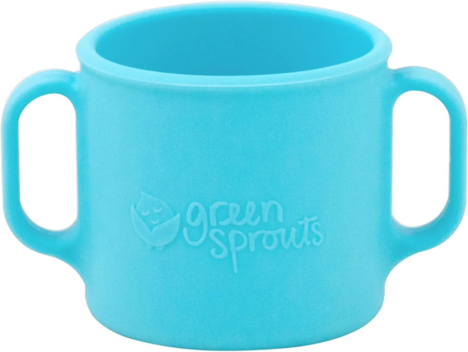 green sprouts Learning Cup |Helps toddler develop independent drinking skills | Easy-grip handles | Heat-Resistant |Dishwasher Safe | Aqua 2-pk, Small