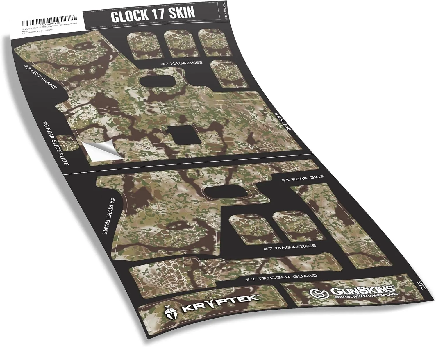 GunSkins Precut Pistol Skin for Glock 19 - Compatible with Airsoft AEG BB Gun - Vinyl Gun Wrap - Easy to Install - 100% Waterproof - Matte Finish - Made in USA