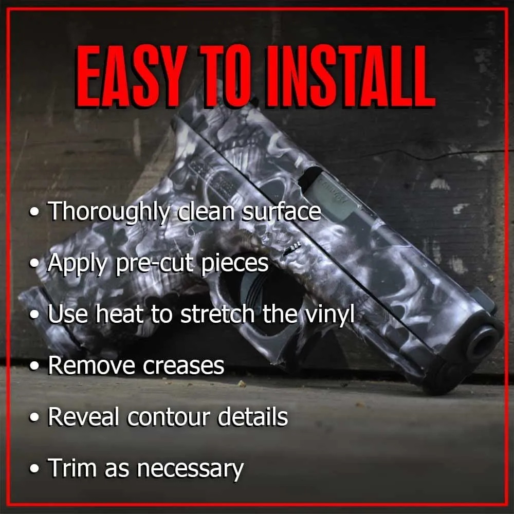 GunSkins Universal Pistol Skin Compatible with Airsoft AEG and BB Gun- Vinyl Wrap - Trim to Install - 100% Waterproof - Non-Reflective Matte Finish - Made in USA