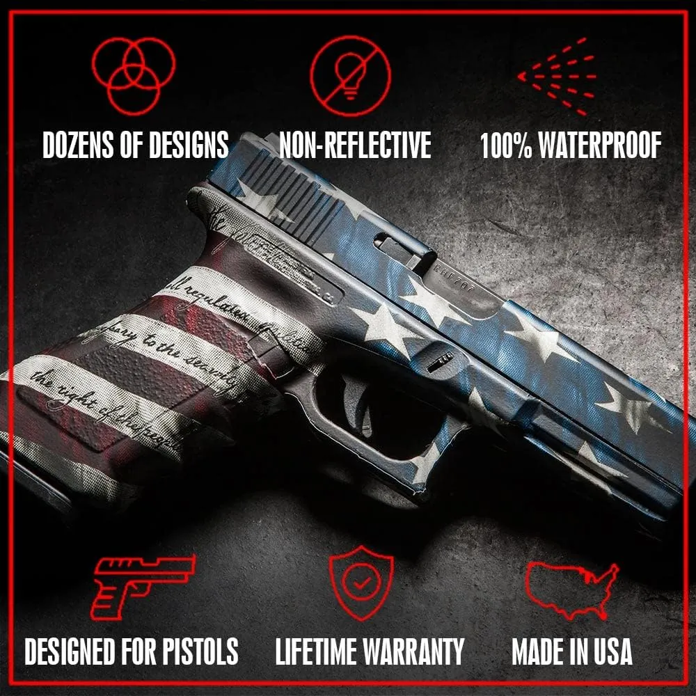 GunSkins Universal Pistol Skin Compatible with Airsoft AEG and BB Gun- Vinyl Wrap - Trim to Install - 100% Waterproof - Non-Reflective Matte Finish - Made in USA