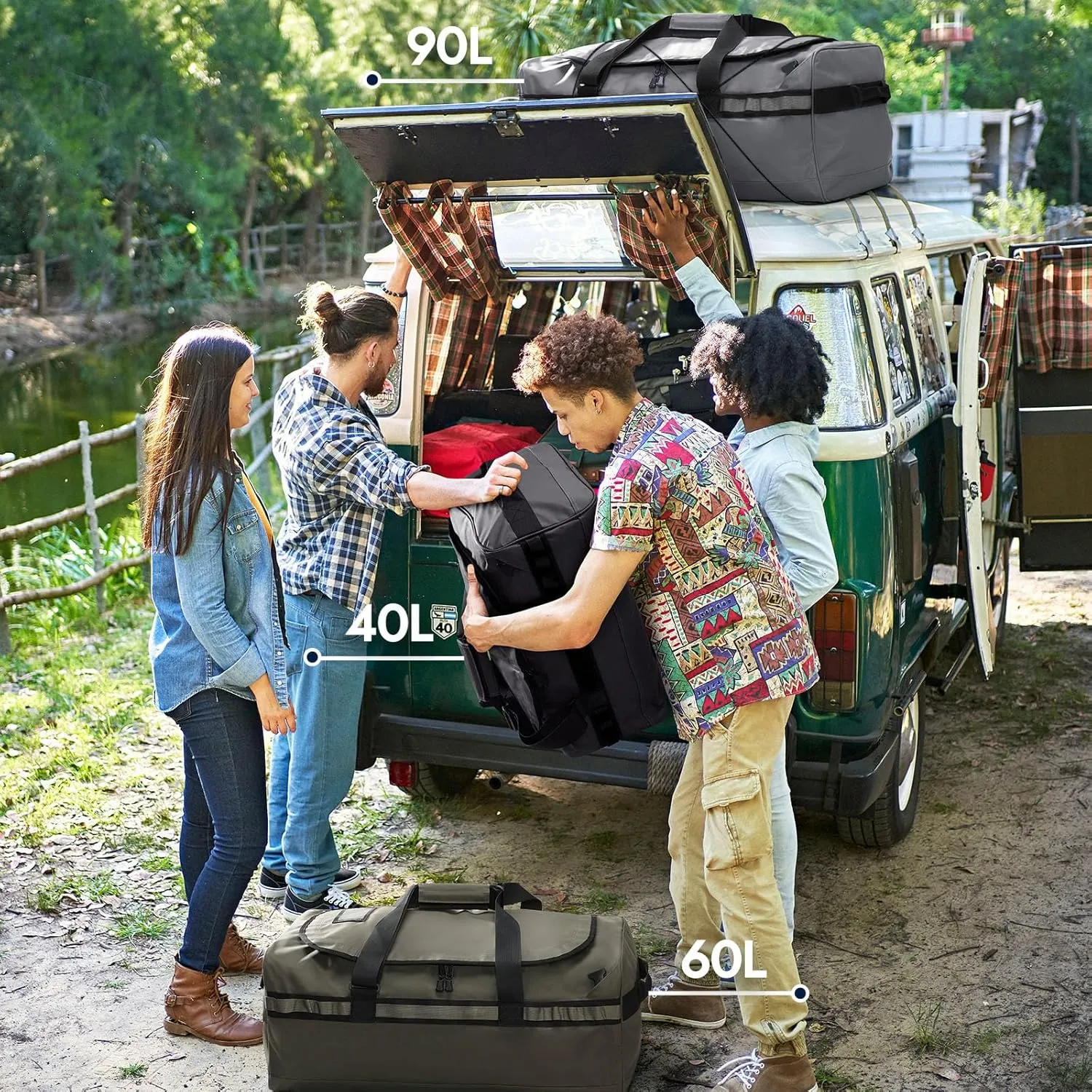 Haimont Water Resistant Backpack Duffle Heavy Duty Convertible Duffle Bag with Backpack Straps for Gym, Sports, Travel, Army Green, 60L