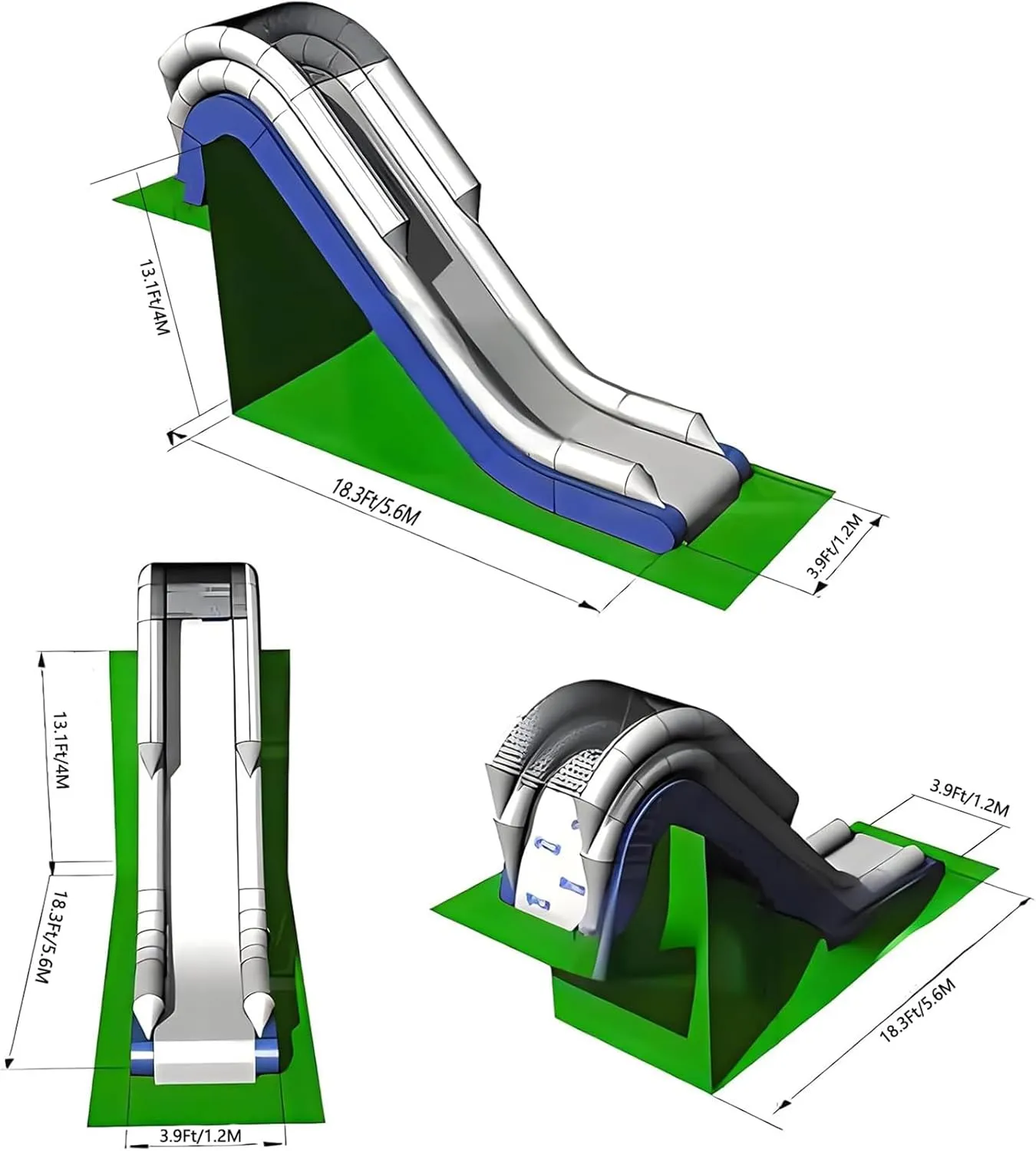 Heavy Duty Inflatable Water Yacht Slide with Air Pump and High Altitude Protection Net for Private Docks, Parks White,13.1Ft/4M