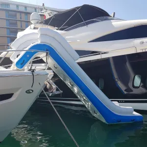 Heavy Duty Inflatable Water Yacht Slide with Air Pump and High Altitude Protection Net for Private Docks, Parks White,13.1Ft/4M