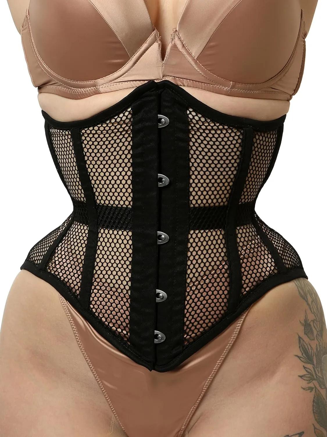 Heavy Duty Waist Trainer Womens Conical Curvy Underbust Steel Boned Mesh Corset