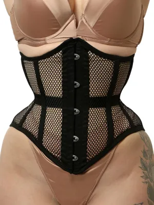 Heavy Duty Waist Trainer Womens Conical Curvy Underbust Steel Boned Mesh Corset