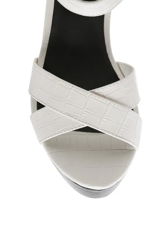 HIGH HEELED BLOCK SANDAL IN SNAKE