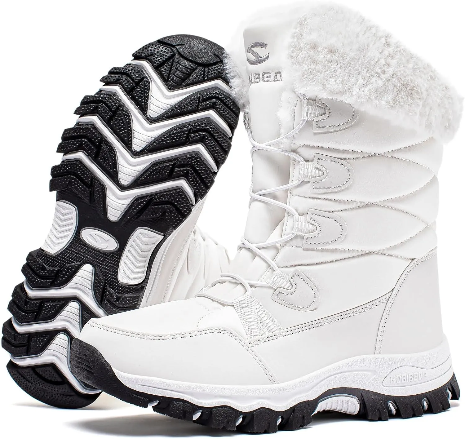 HOBIBEAR Kids Winter Snow Boots Waterproof Outdoor Warm Faux Fur Lined Shoes