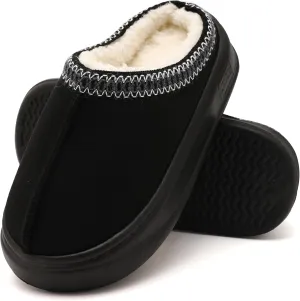 House Slippers for Woman Men, Womens slippers Platform EVA sole Warm Fuzzy Faux Fur Lined Suede Short Ankle Boots Memory Foam shoes for Women Anti-Slip Boot Indoor Size