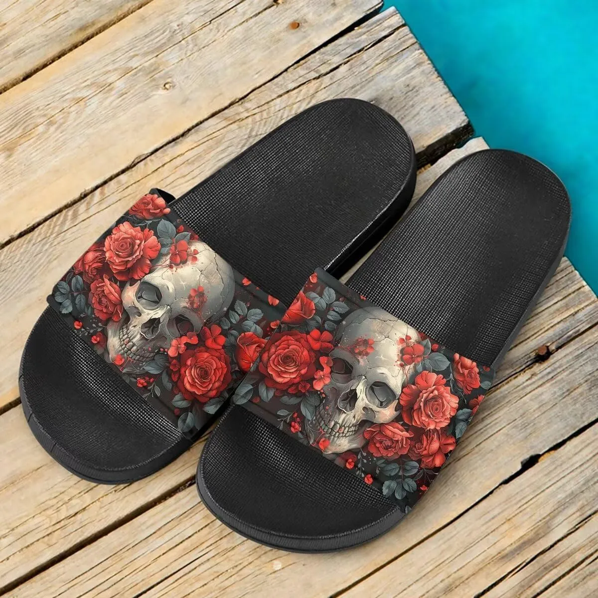 Howilath Blue Butterfly Print Summer Slide Slippers for Men Women Kid, Sunflower Colorful Tie-dye Animals House Slippers Slide Sandal Non-Slip Light Weight