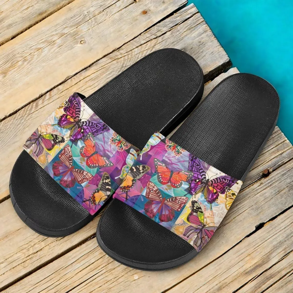 Howilath Novelty Animals Pattern Women's Slide Sandals, Casual Soft Sole Open Toe Non-Slip Single Band Slide Sandals