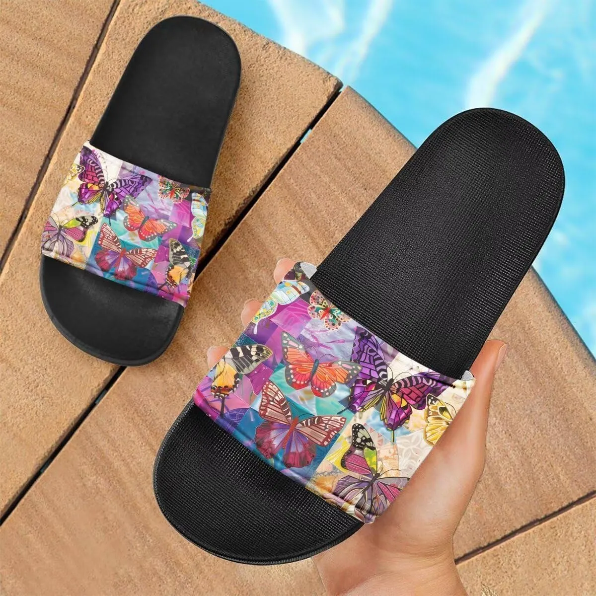 Howilath Novelty Animals Pattern Women's Slide Sandals, Casual Soft Sole Open Toe Non-Slip Single Band Slide Sandals