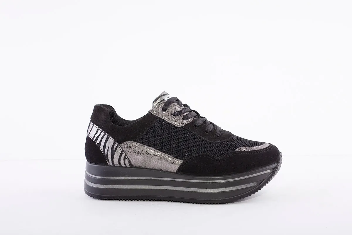 IGI & CO - CHUNKY FASHION LACED TRAINER - BLACK