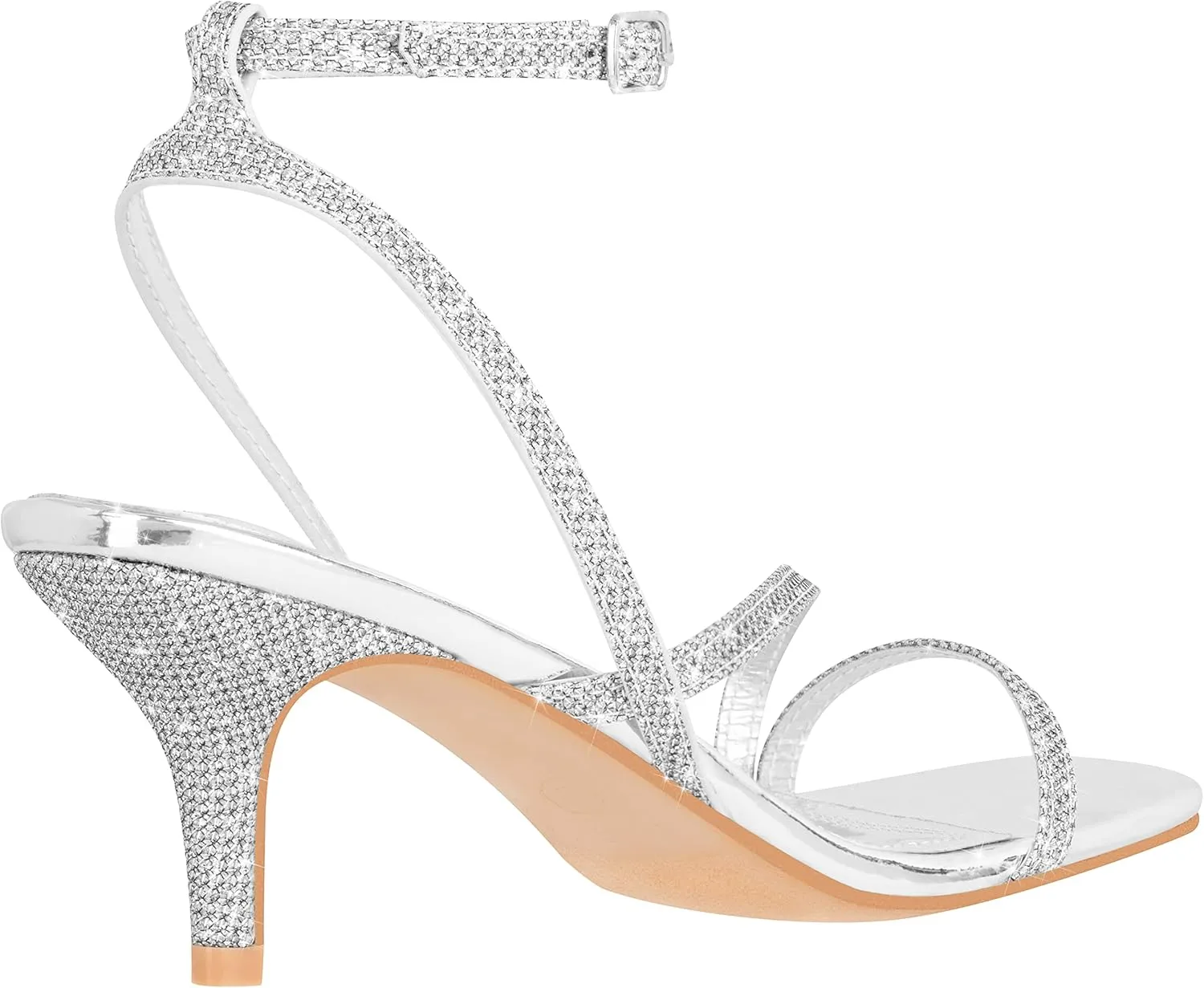 ILLUDE Women’s Ankle Strap Sandal Heels Low Kitten Heel Square Toe Strappy Heeled Sandals – Hera