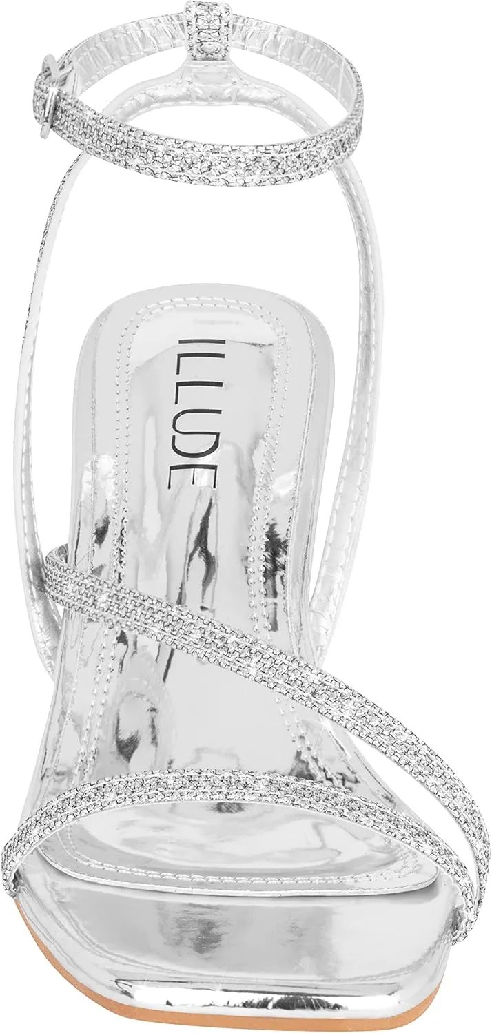 ILLUDE Women’s Ankle Strap Sandal Heels Low Kitten Heel Square Toe Strappy Heeled Sandals – Hera