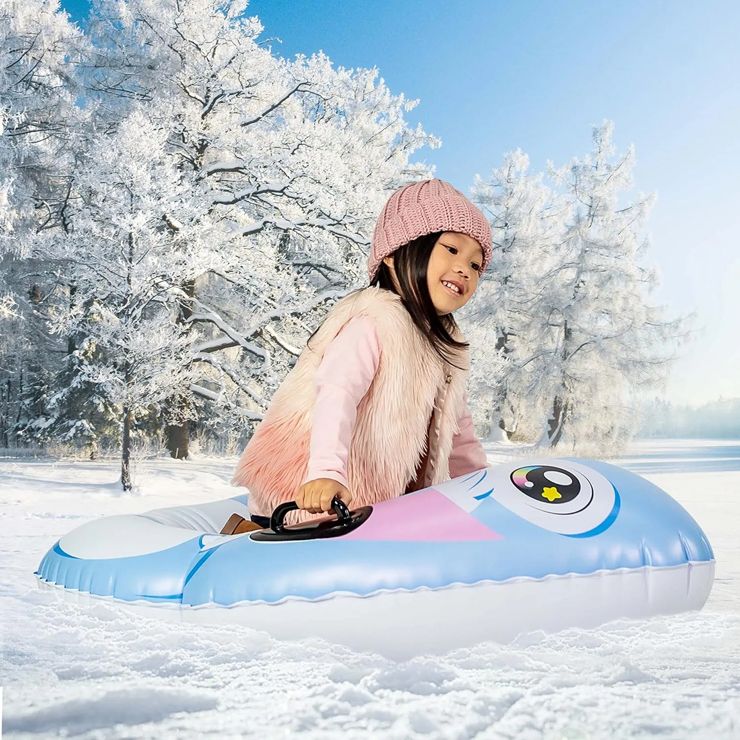 Inflatable Snow Animal Sleds & Snow Tubes.