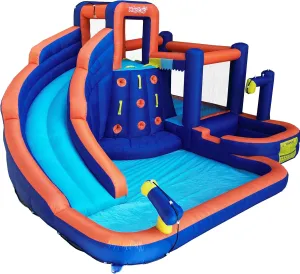 Inflatable Water Slides for Kids Backyard,Water Slide Bounce House with Ball Pit,Climbing Wall, Splash Pool Water Gun,Air Blower for Outdoor/Indoor