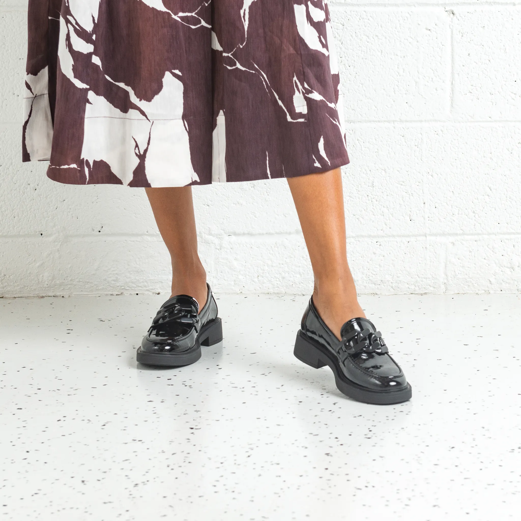 Ishie Black Patent Leather Loafers