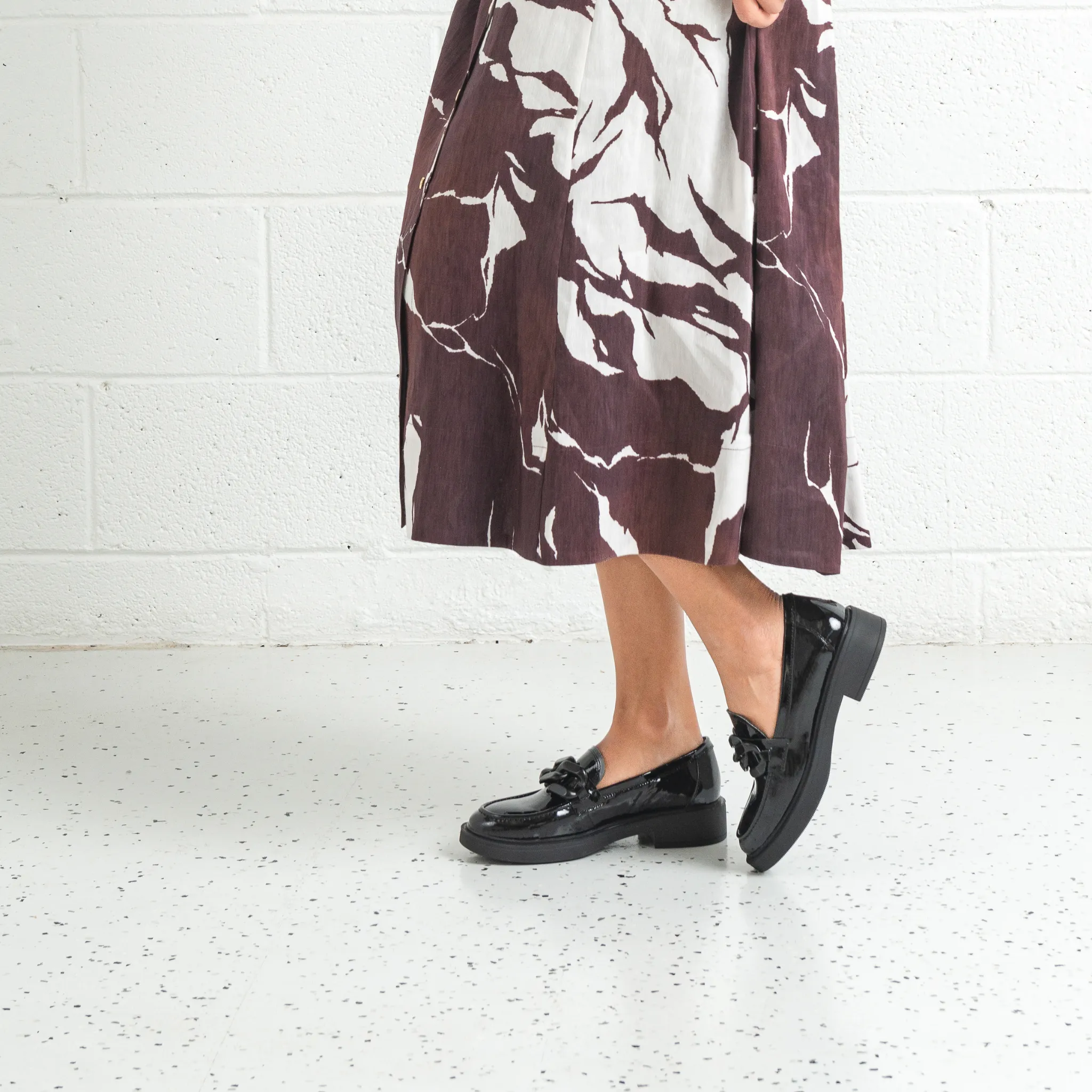 Ishie Black Patent Leather Loafers