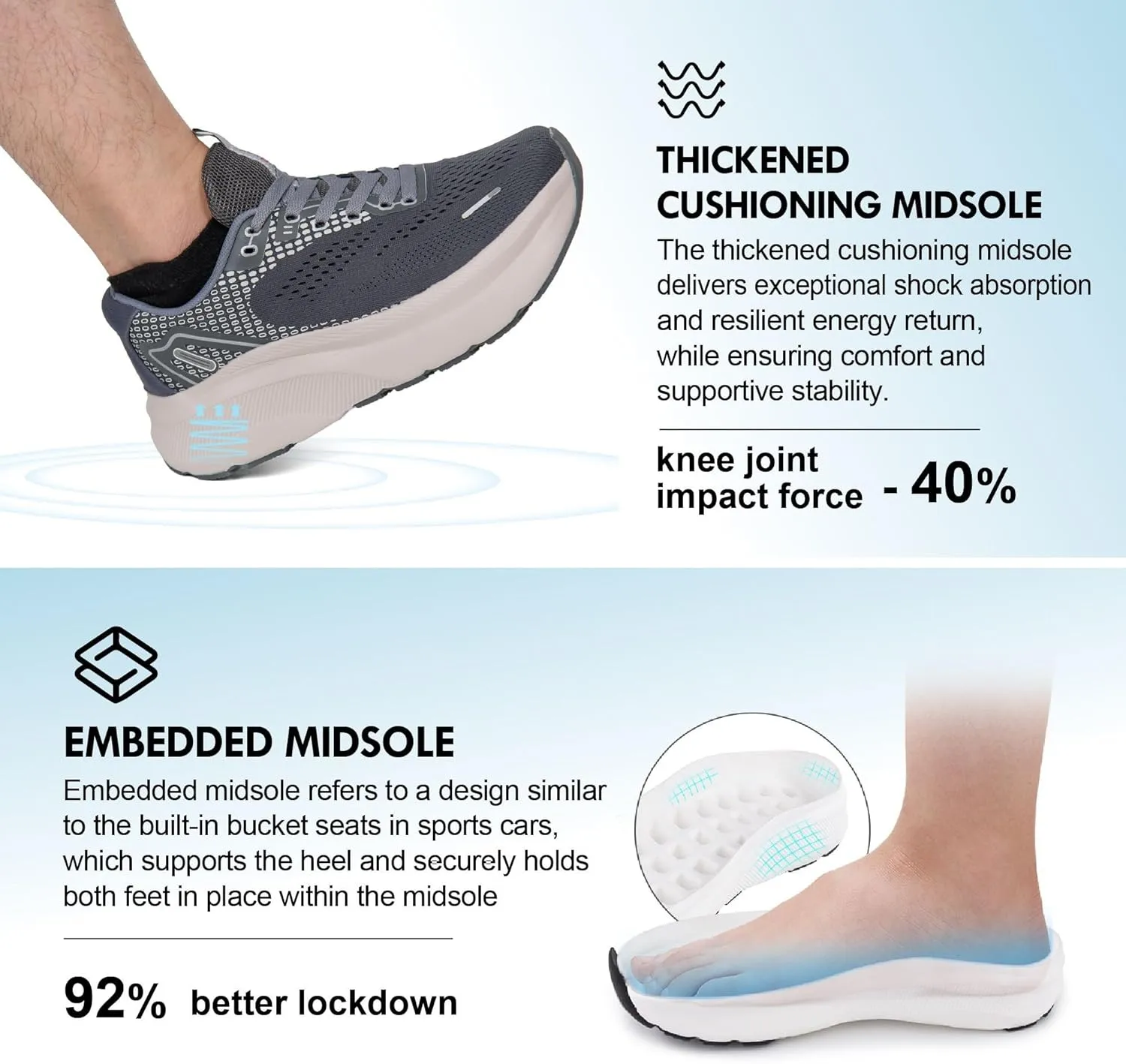 JACKSHIBO Wide Toe Box Shoes for Men Arch Support Shoes Wide Width Sneakers for Running Walking Athletic Tennis Orthopedic Plantar Fasciitis Workout Flux Footwear with Thick Cushioned Zero Drop Sole