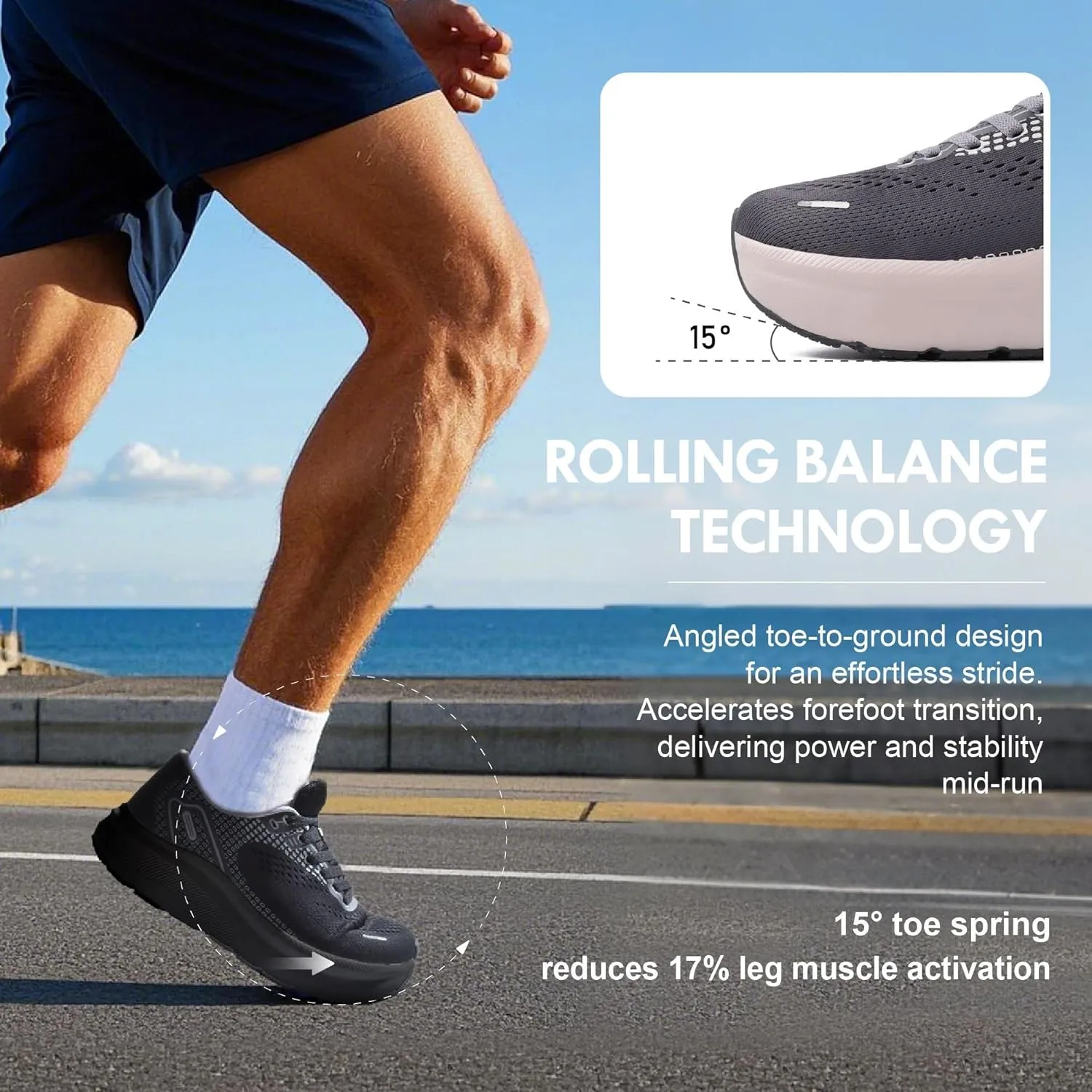 JACKSHIBO Wide Toe Box Shoes for Men Arch Support Shoes Wide Width Sneakers for Running Walking Athletic Tennis Orthopedic Plantar Fasciitis Workout Flux Footwear with Thick Cushioned Zero Drop Sole