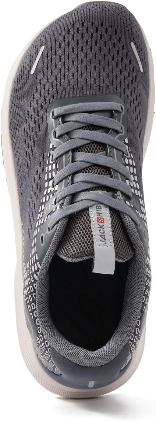 JACKSHIBO Wide Toe Box Shoes for Men Arch Support Shoes Wide Width Sneakers for Running Walking Athletic Tennis Orthopedic Plantar Fasciitis Workout Flux Footwear with Thick Cushioned Zero Drop Sole