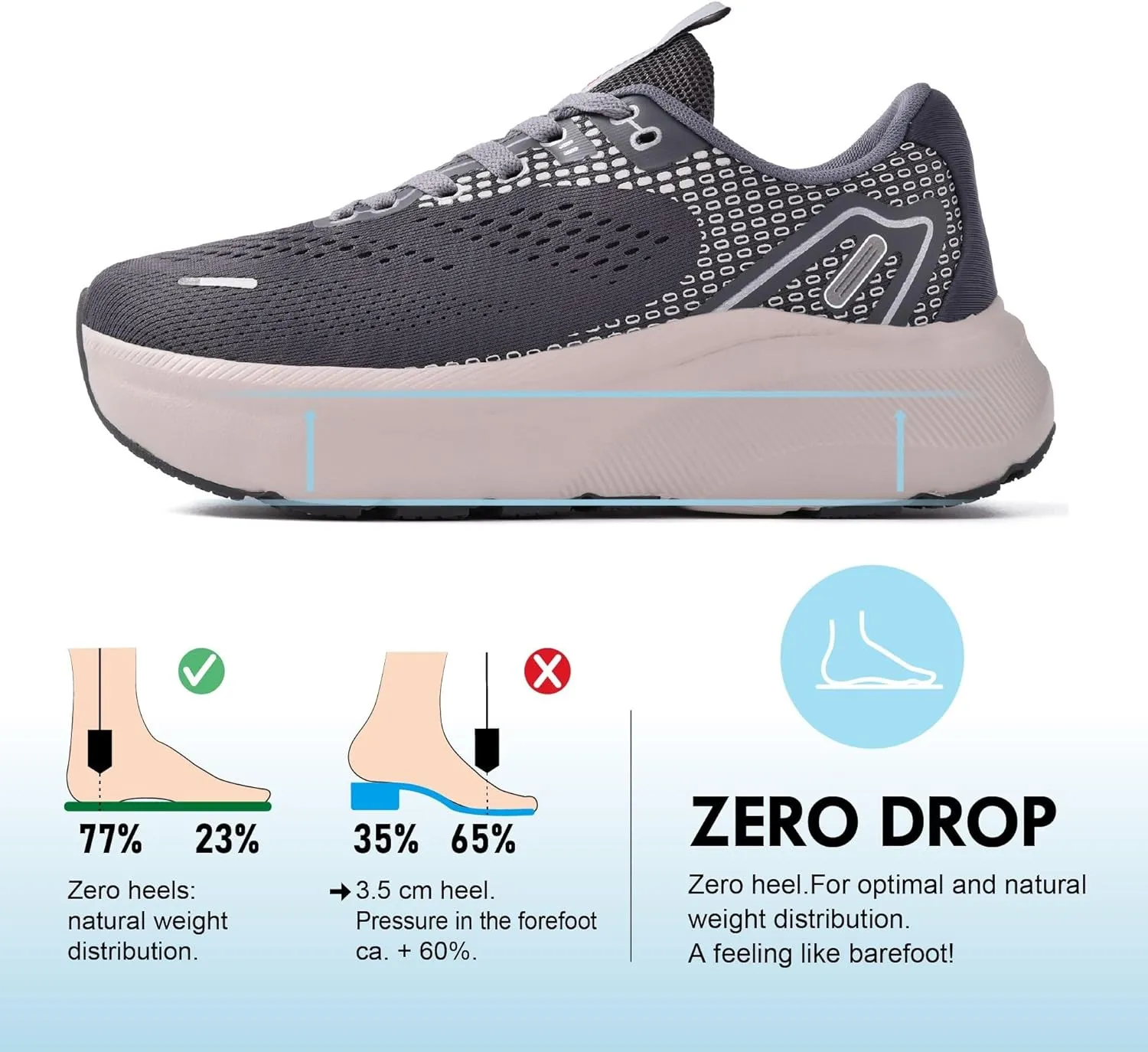 JACKSHIBO Wide Toe Box Shoes for Men Arch Support Shoes Wide Width Sneakers for Running Walking Athletic Tennis Orthopedic Plantar Fasciitis Workout Flux Footwear with Thick Cushioned Zero Drop Sole
